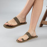 Green Barefoot Thong Sandals