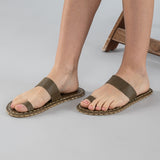 Green Barefoot Thong Sandals