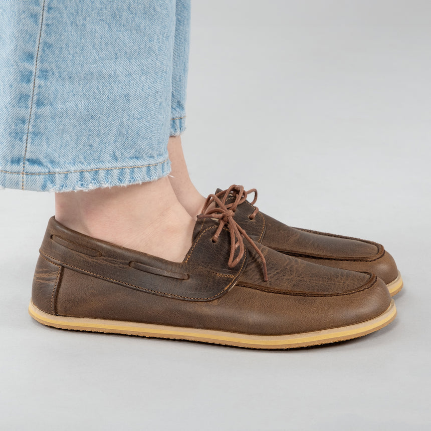 Kaffeefarbene Boat Shoes für Damen