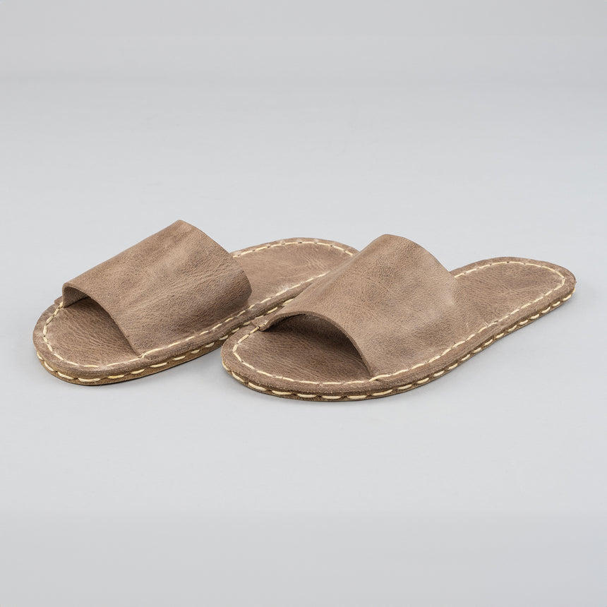 Tan Barefoot Slide Sandals