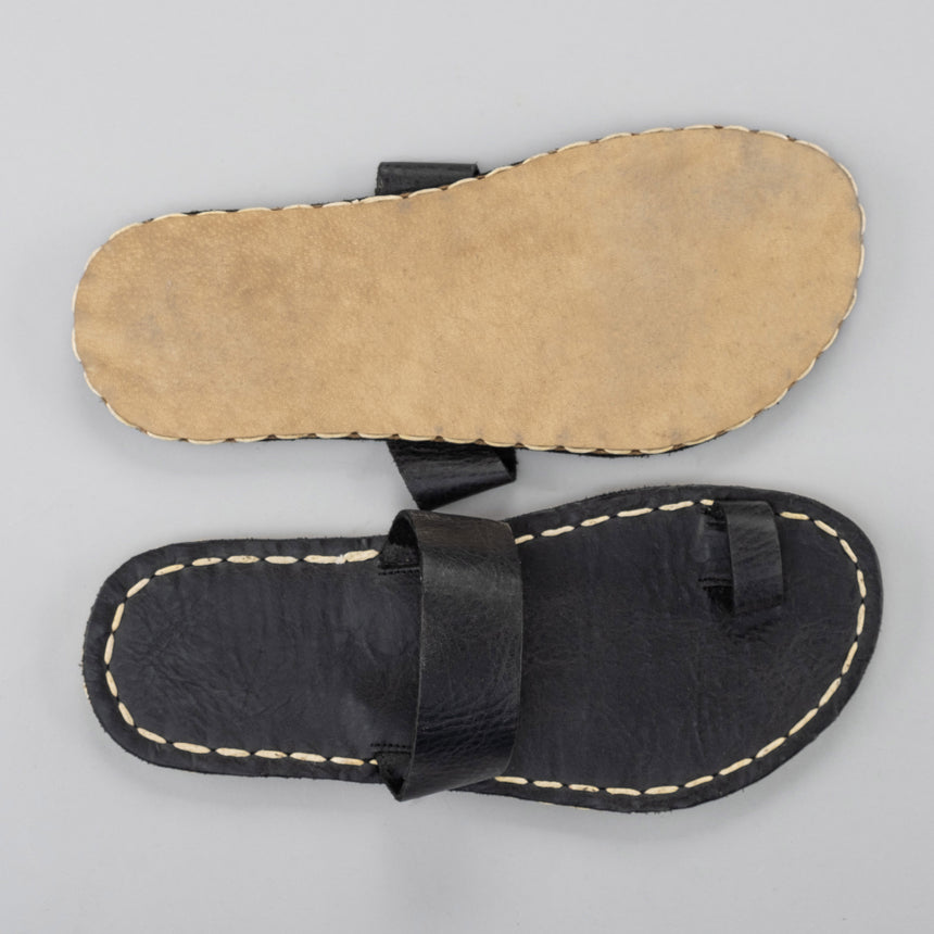 Schwarze Barfuß-Zehensandalen für Damen