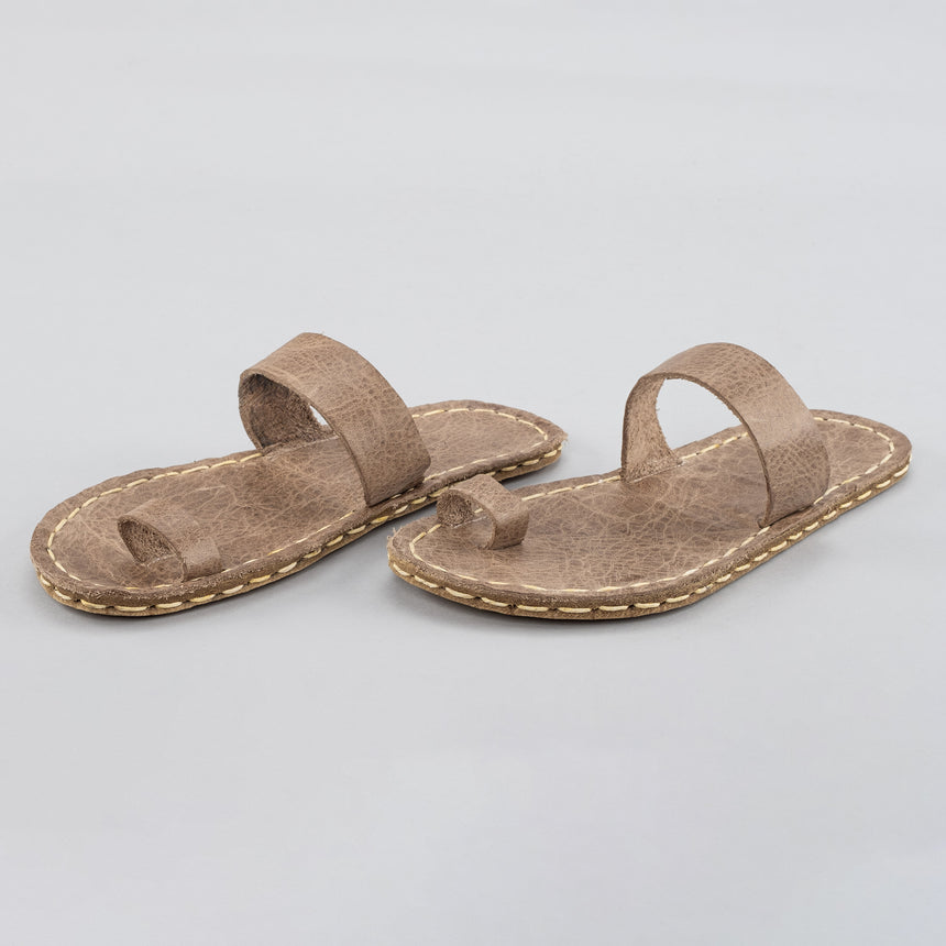 Hellbraune Barfuß-Zehensandalen für Damen