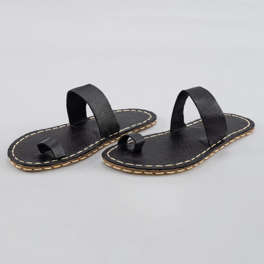 Schwarze Barfuß-Zehensandalen für Damen