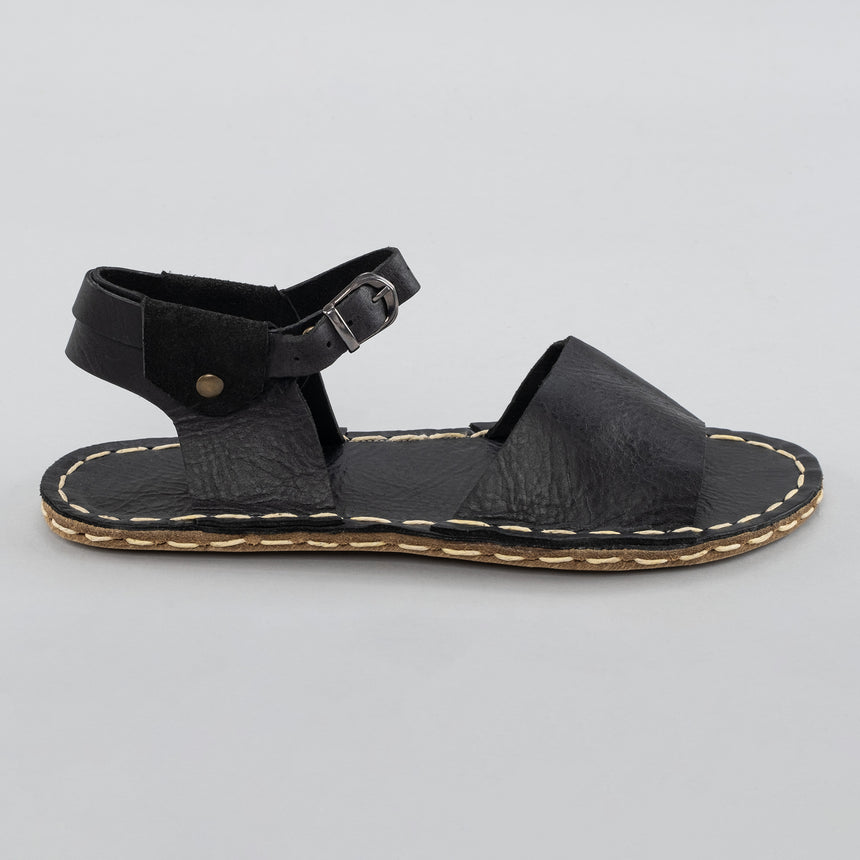 Schwarze Barfußsandalen mit offener Spitze