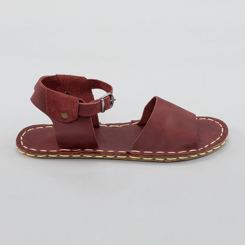 Rote Barfußsandalen mit offener Spitze