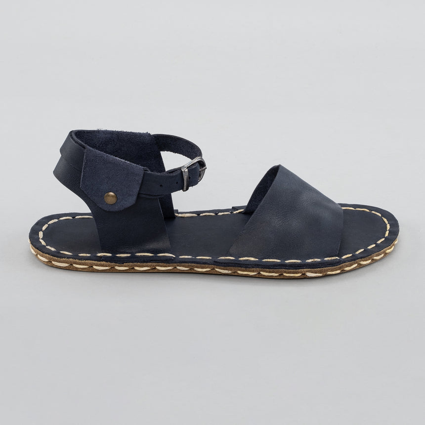 Blaue Barfußsandalen mit offener Spitze