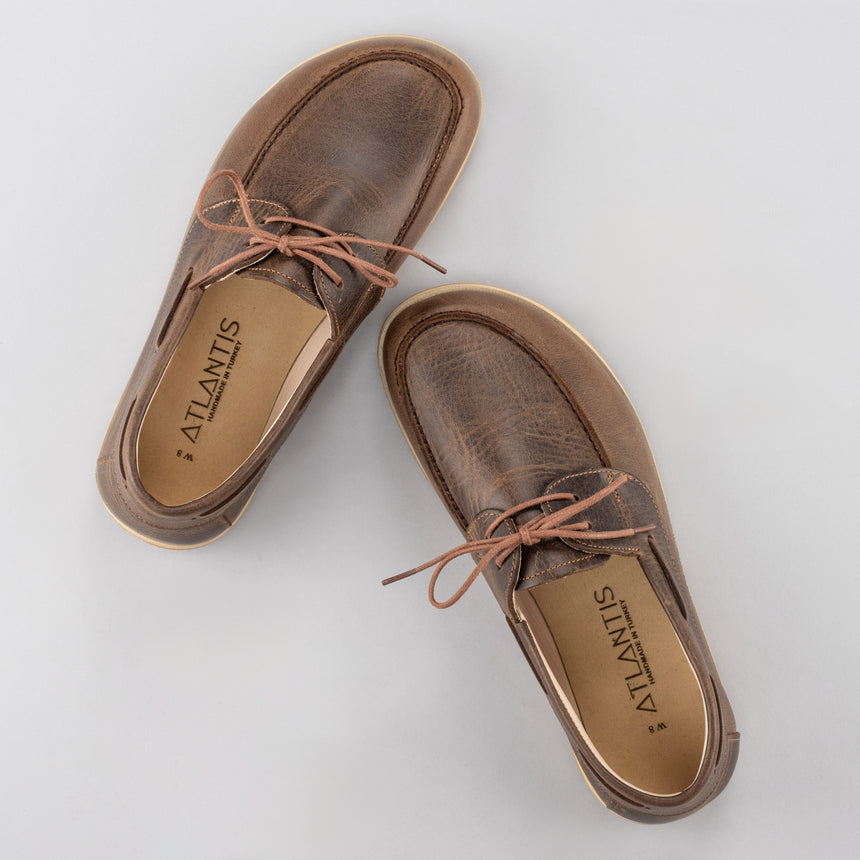 Kaffeefarbene Boat Shoes für Damen