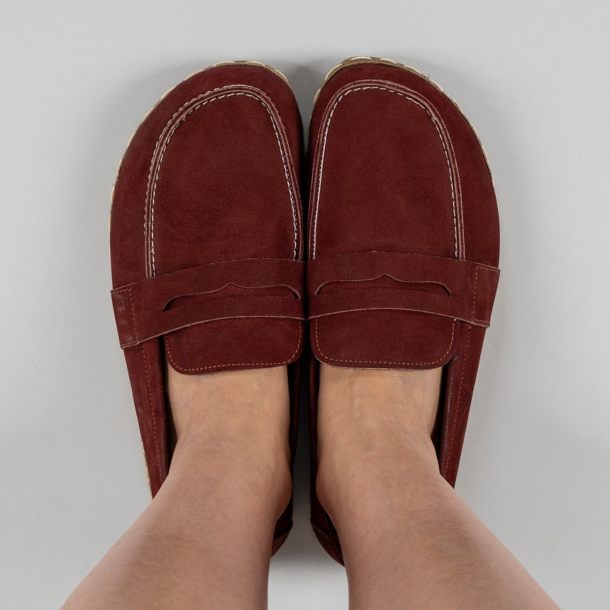 Men's Burgundy Penny Loafers - Atlantis Handmade Shoes - 