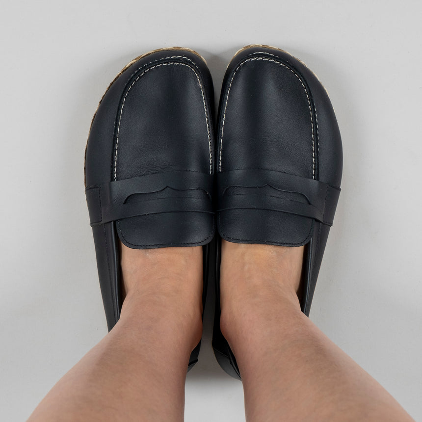 Men's Black Penny Loafers - Atlantis Handmade Shoes - 