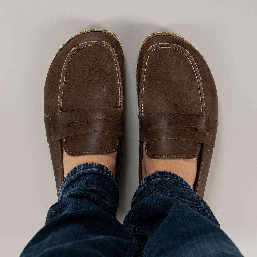 Men's Coffee Penny Loafers - Atlantis Handmade Shoes - 