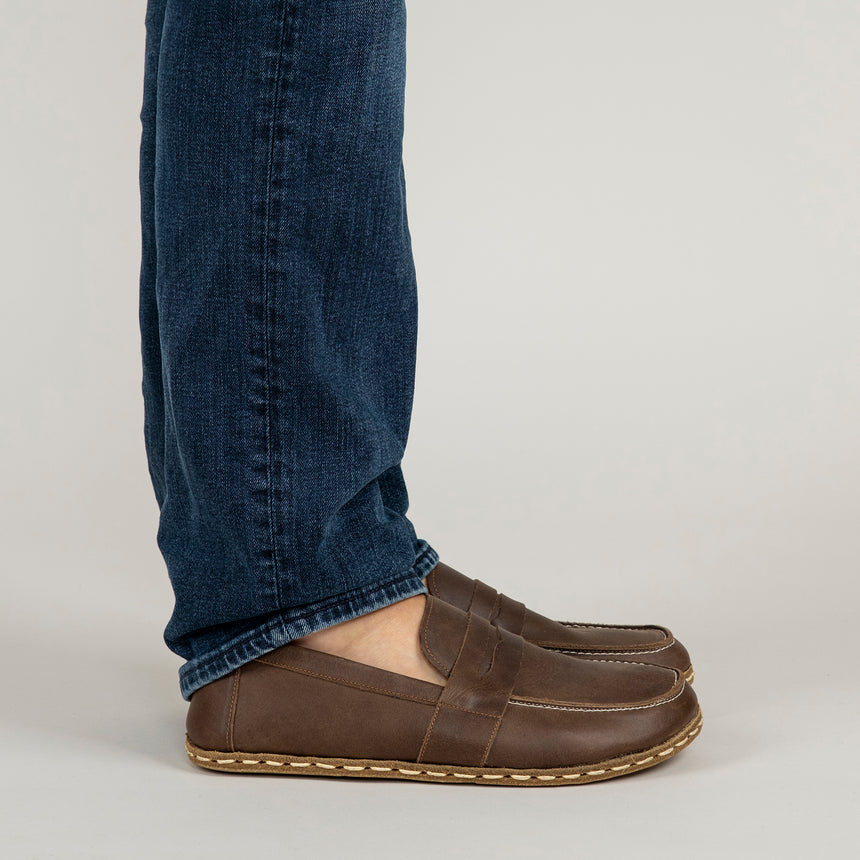 Men's Coffee Penny Loafers - Atlantis Handmade Shoes - 