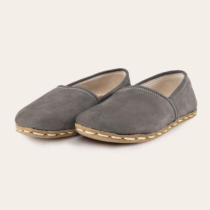 Kid's Gray Barefoot Loafers - Atlantis Handmade Shoes - 