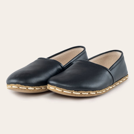 Kid's Black Barefoot Loafers - Atlantis Handmade Shoes - 