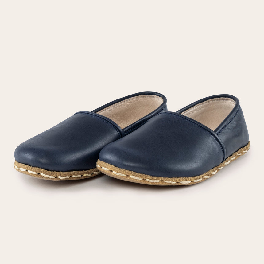 Kid's Blue Barefoot Loafers - Atlantis Handmade Shoes - 