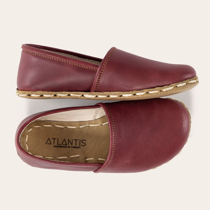 Kid's Red Barefoot Loafers - Atlantis Handmade Shoes - 