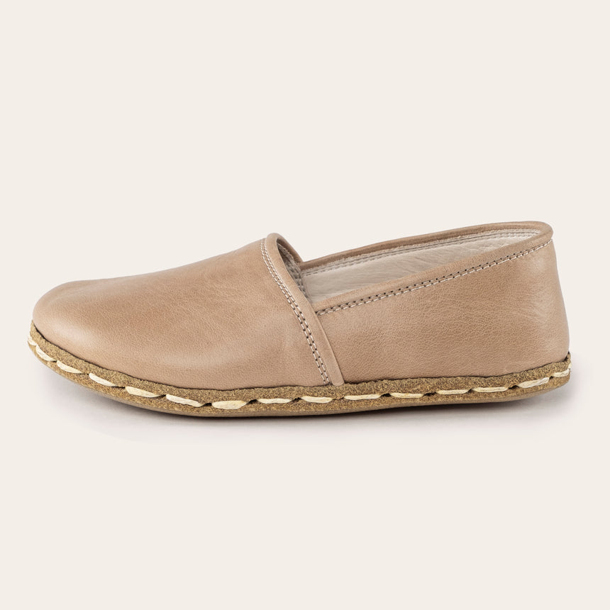 Kid's Tan Barefoot Loafers - Atlantis Handmade Shoes - 