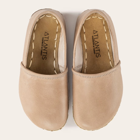 Kid's Tan Barefoot Loafers - Atlantis Handmade Shoes - 