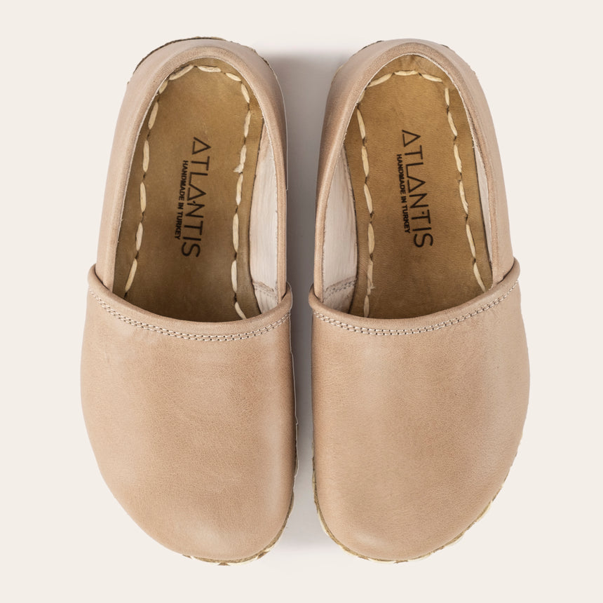 Kid's Tan Barefoot Loafers - Atlantis Handmade Shoes - 