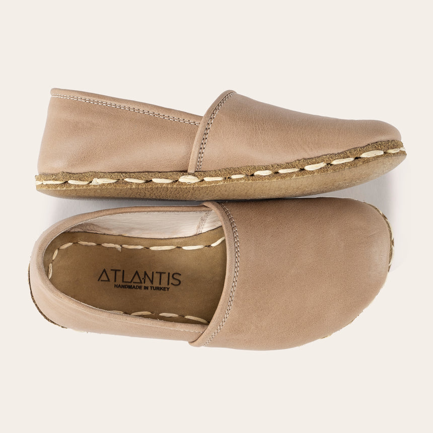 Kid's Tan Barefoot Loafers - Atlantis Handmade Shoes - 