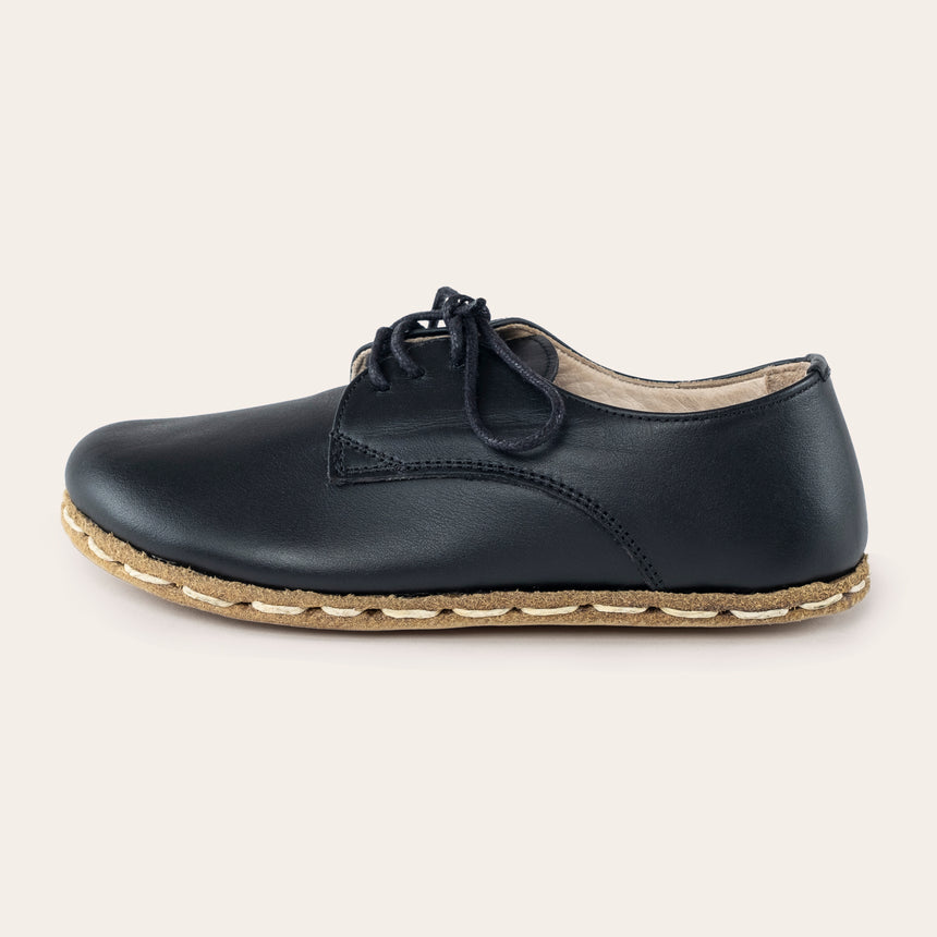 Kid's Black Barefoot Oxfords - Atlantis Handmade Shoes - 