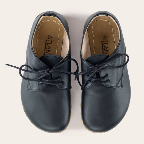 Kid's Black Barefoot Oxfords - Atlantis Handmade Shoes - 