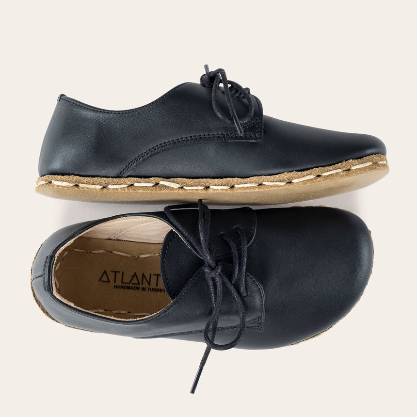 Kid's Black Barefoot Oxfords - Atlantis Handmade Shoes - 