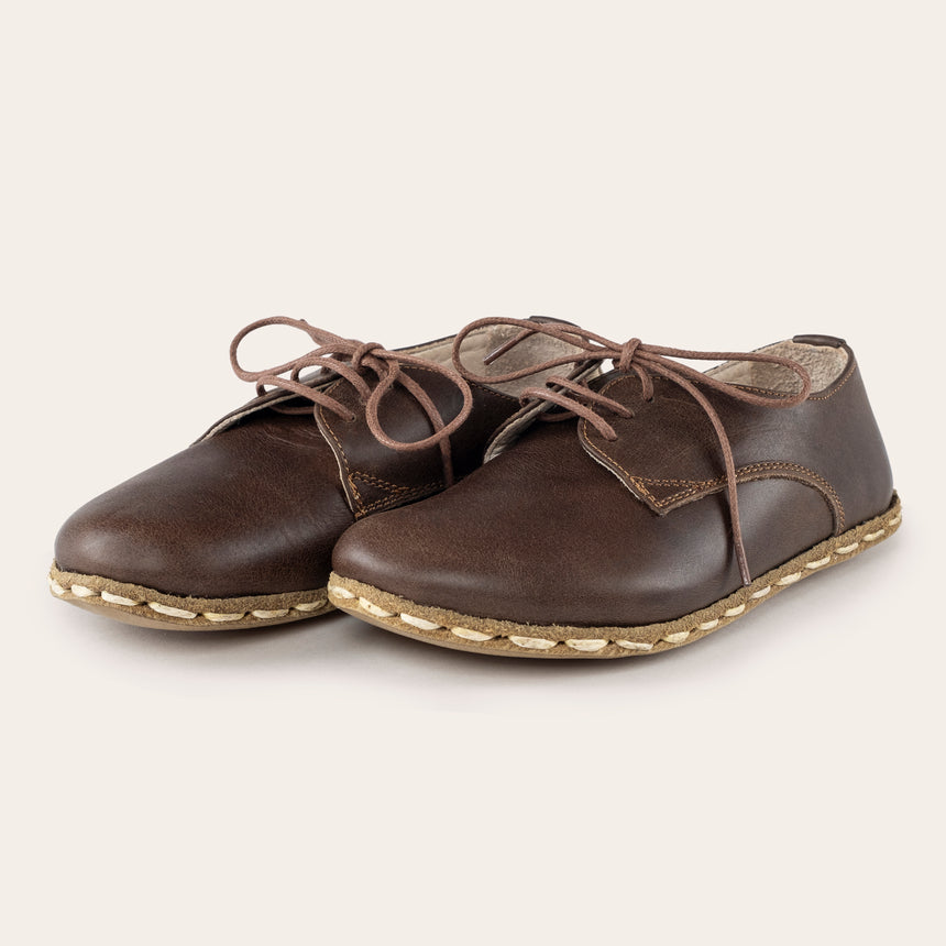 Kid's Coffee Barefoot Oxfords - Atlantis Handmade Shoes - 