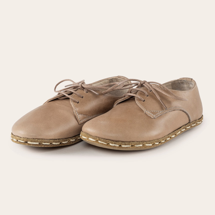 Kid's Tan Barefoot Oxfords - Atlantis Handmade Shoes - 