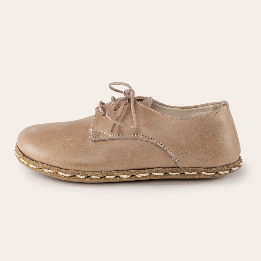 Kid's Tan Barefoot Oxfords - Atlantis Handmade Shoes - 