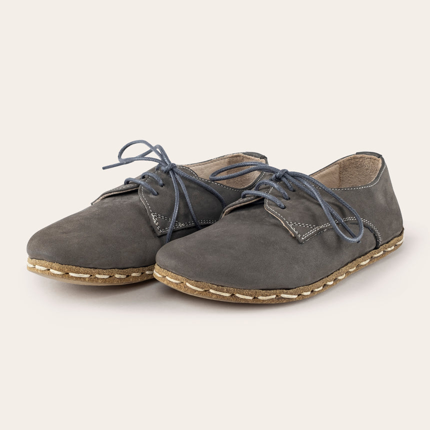 Kid's Gray Barefoot Oxfords - Atlantis Handmade Shoes - 