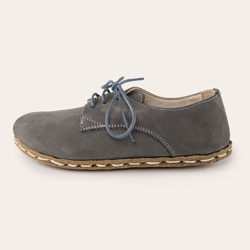 Kid's Gray Barefoot Oxfords - Atlantis Handmade Shoes - 