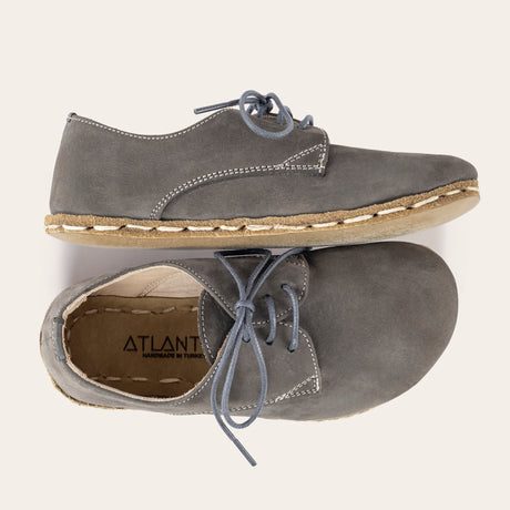 Kid's Gray Barefoot Oxfords - Atlantis Handmade Shoes - 