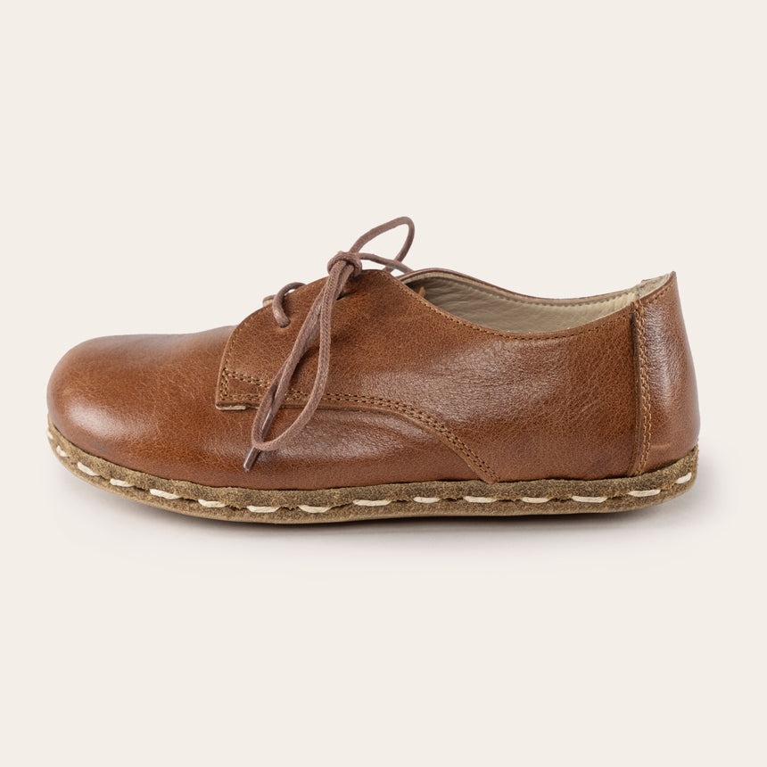 Kid's Brown Barefoot Oxfords - Atlantis Handmade Shoes - 