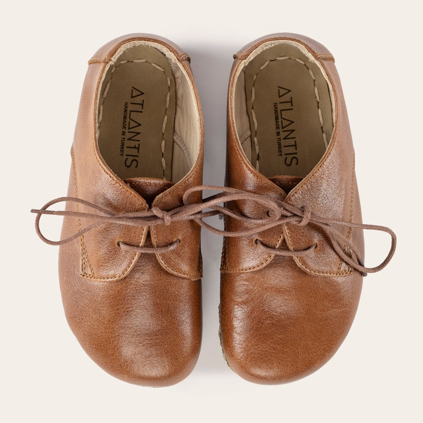 Kid's Brown Barefoot Oxfords - Atlantis Handmade Shoes - 