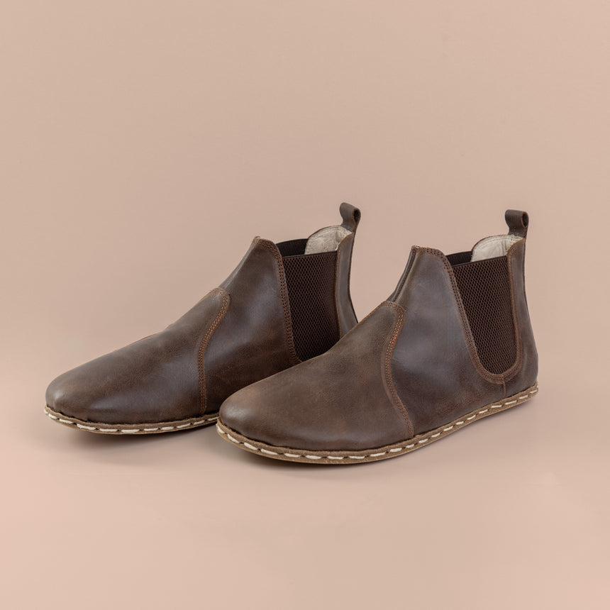 Barfuß-Chelsea-Boots für Damen in Dunkelbraun