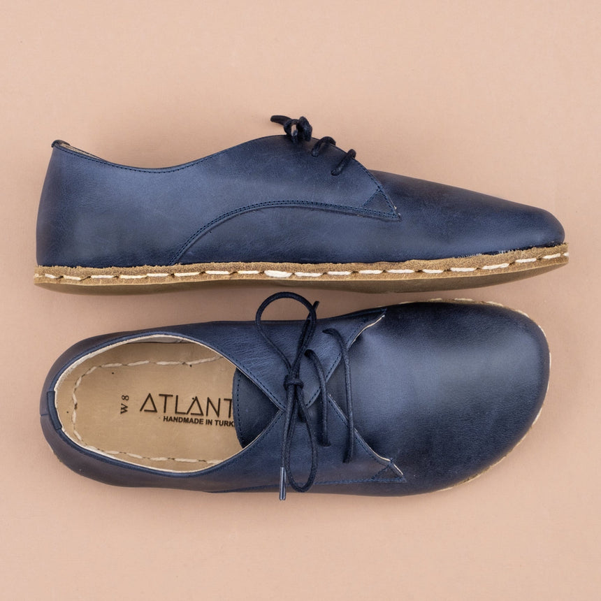 Men's Leather Blue Oxfords