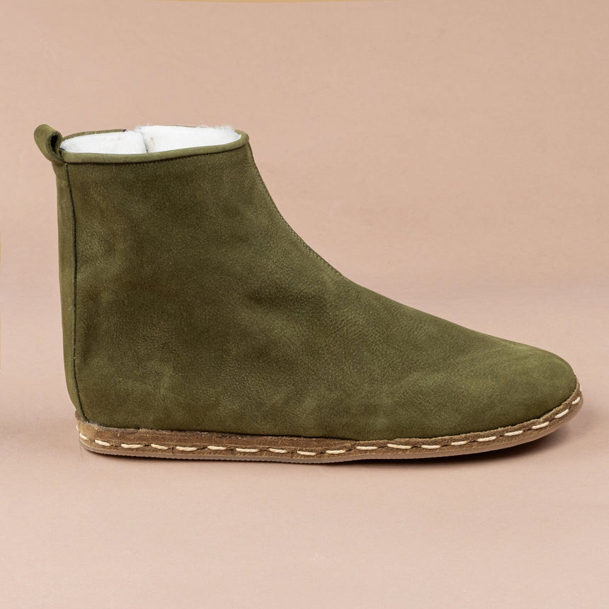 Men's Olive Shearling Boots