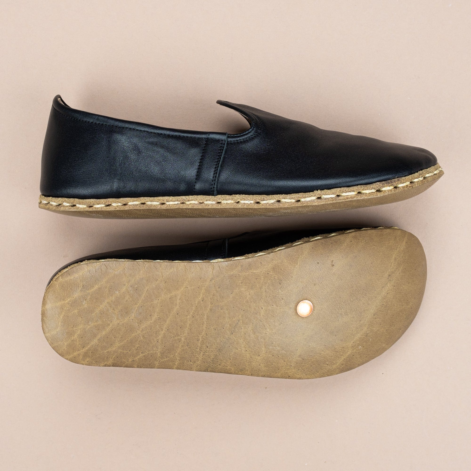 Fully Hand cheapest Stitched Leather Shoes With Buffalo Leather Soles, Flat Black Espadrilles Shoes, Gift For Her