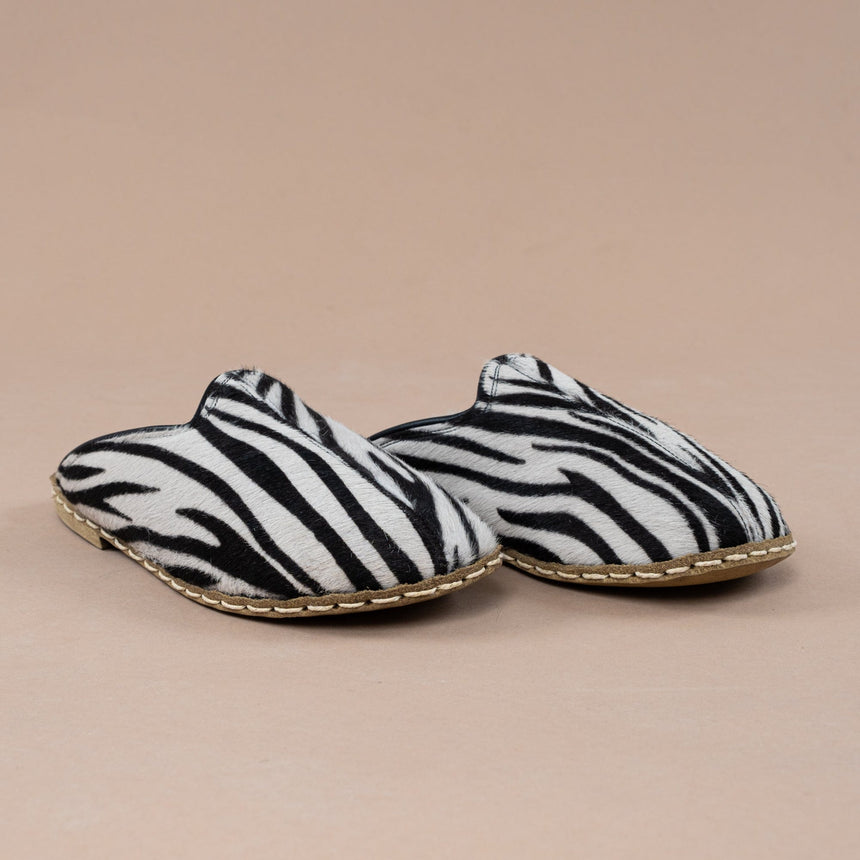 Erkek Zebra Barefoot Kürklü Terlik