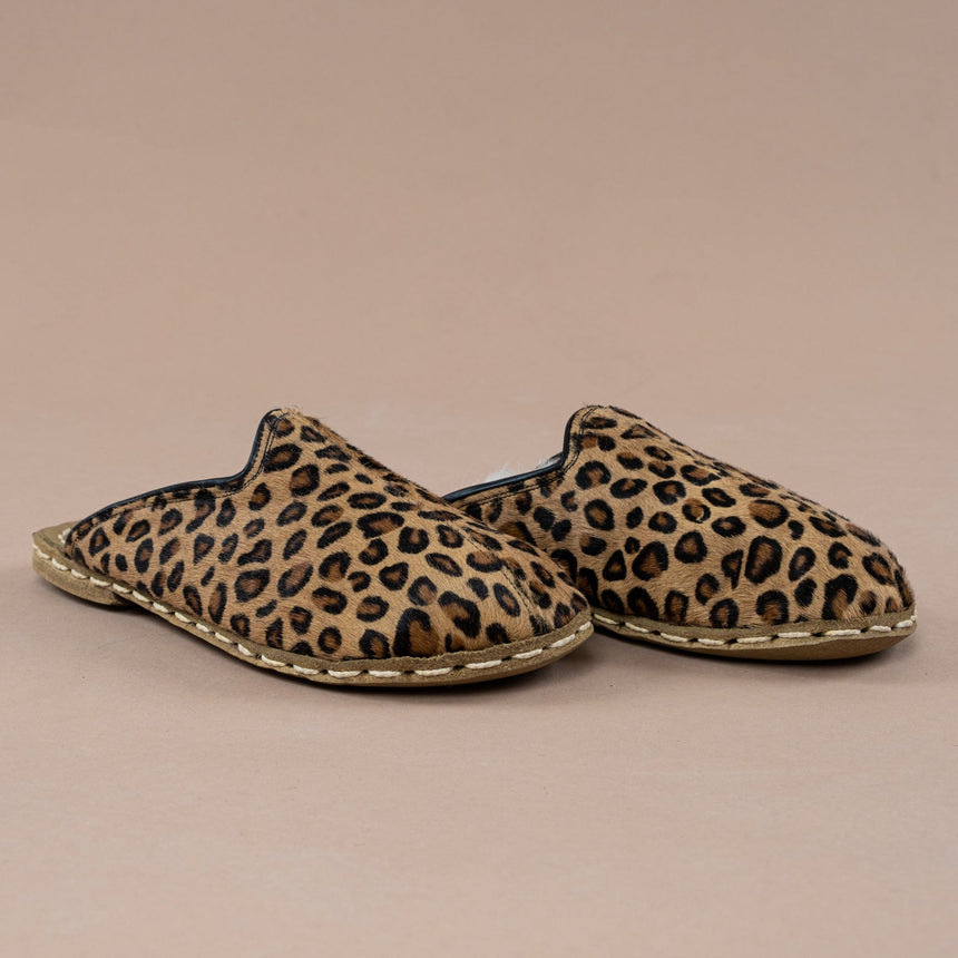 Kadın Leopard Barefoot Kürklü Terlik