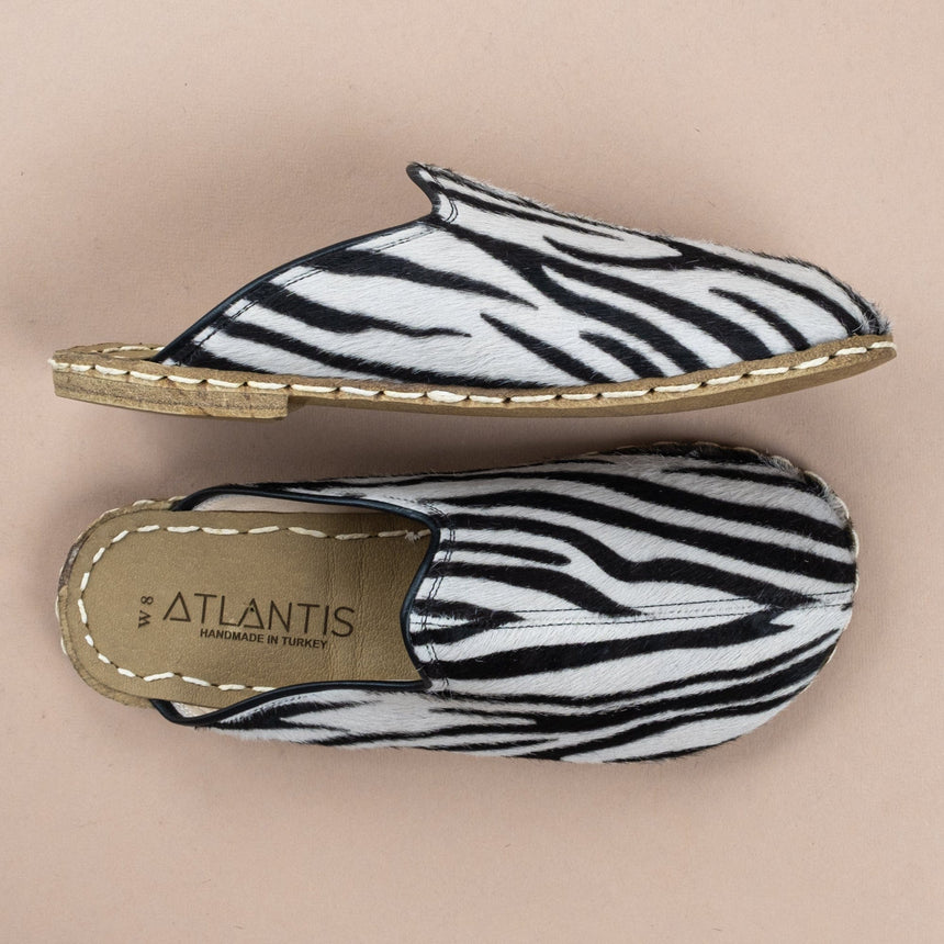 Women's Zebra Leather Barefoot Slippers