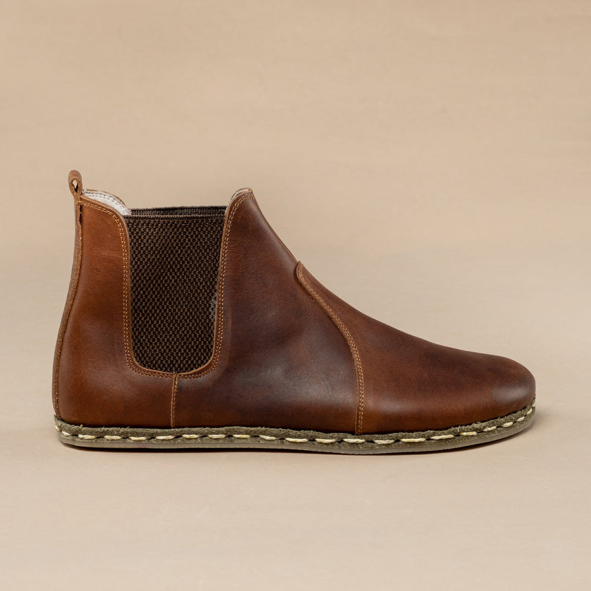 Men's Leather Coffee Barefoot Chelsea Boots