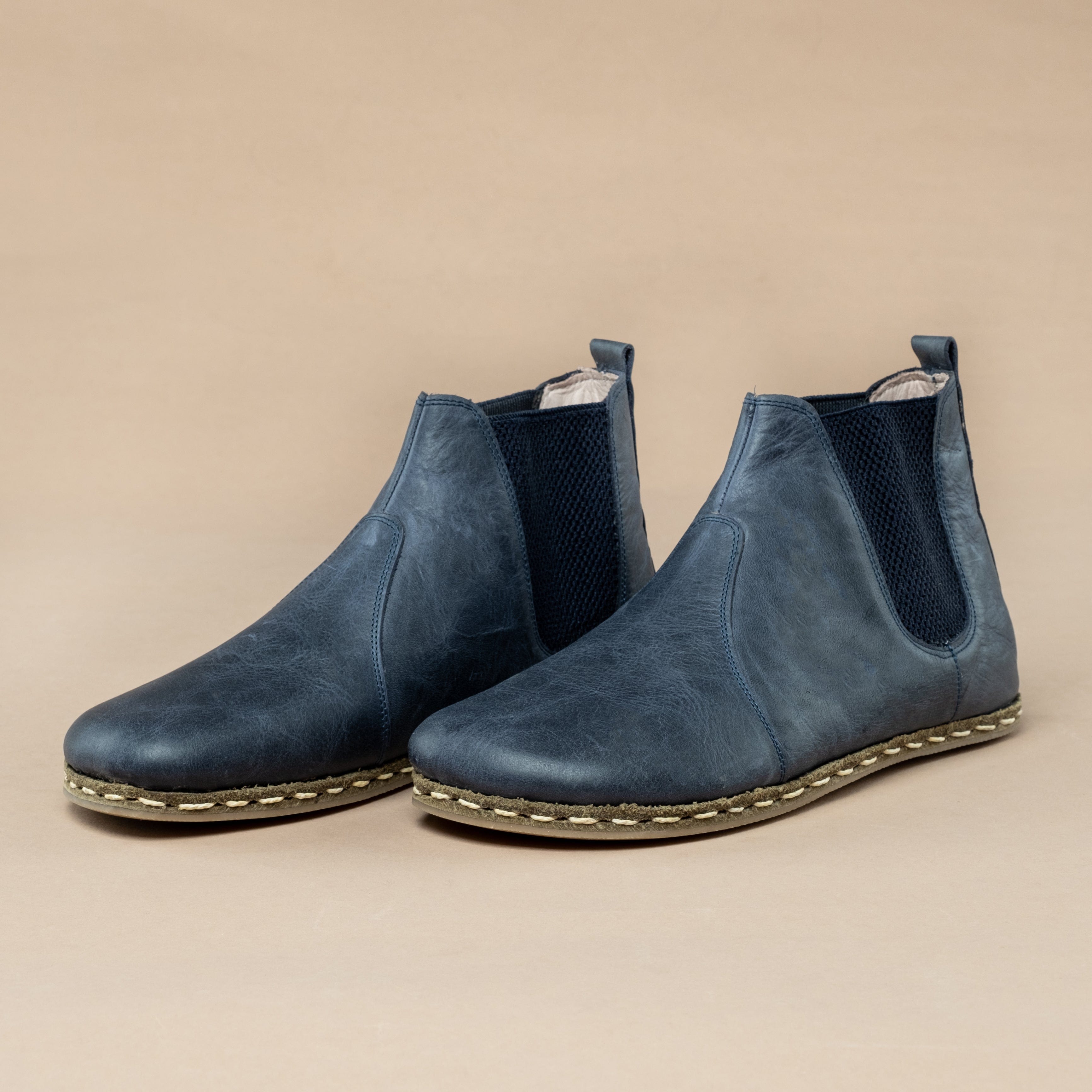 Womens navy blue top chelsea boots