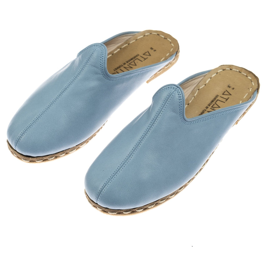 Light Blue Slippers - Turkish Slippers for Women & Men : Atlantis Handmade Shoes