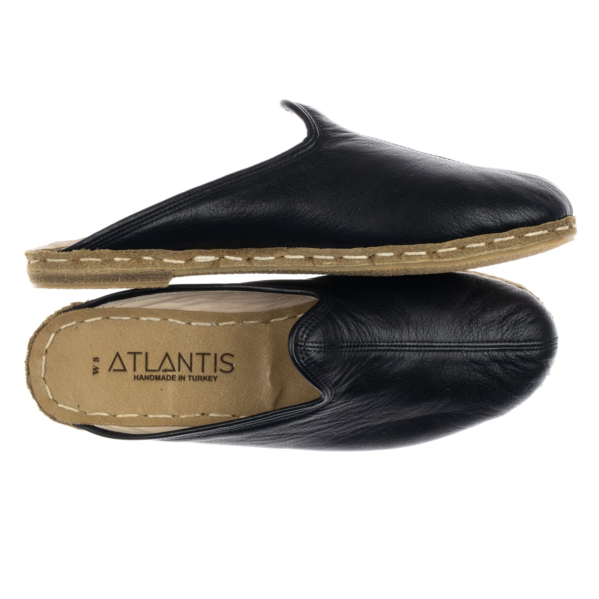 Black leather slippers online