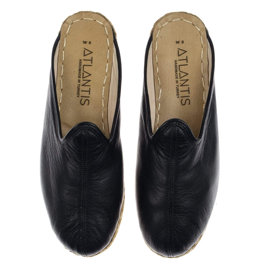 Black Slippers - Turkish Slippers for Women & Men : Atlantis Handmade Shoes