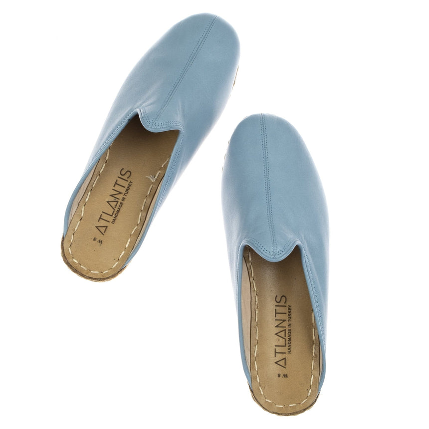 Light Blue Slippers - Turkish Slippers for Women & Men : Atlantis Handmade Shoes