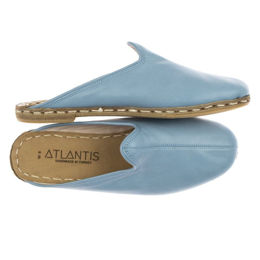 Men's Leather Sky Blue Slippers