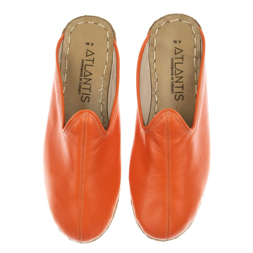 Orange Slippers - Turkish Slippers for Women & Men : Atlantis Handmade Shoes