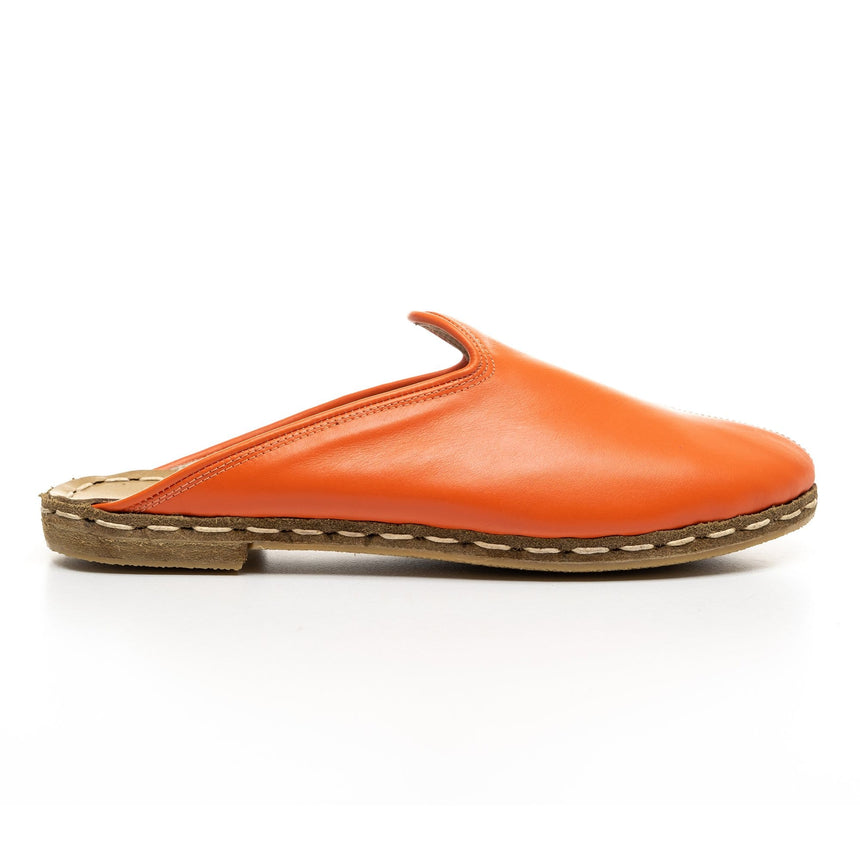 Orange Slippers - Turkish Slippers for Women & Men : Atlantis Handmade Shoes